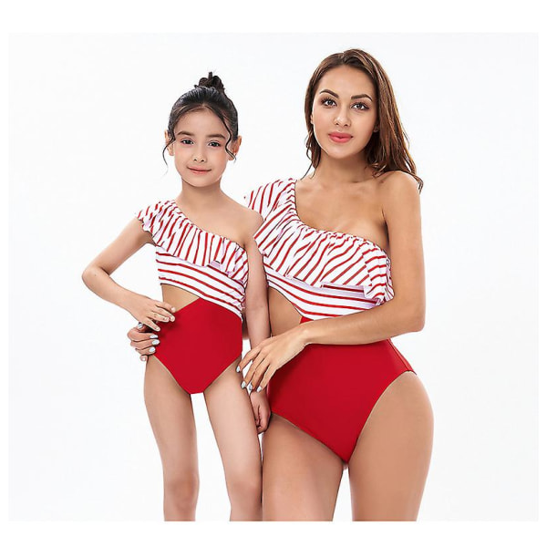 Baddräkt kvinna tjej, baddräkt printed bikini, vuxna barn mor och dotter badkläder (1 st) Kid 164 cm