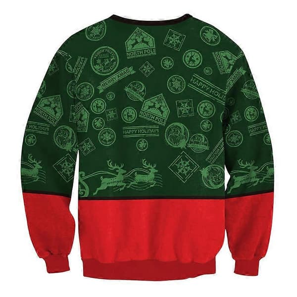 Hus Unisex Ful Jultröja Tröja Tryckt Pullover, Halloween 3D Digitaltryck Tröja COLOR 1 XL