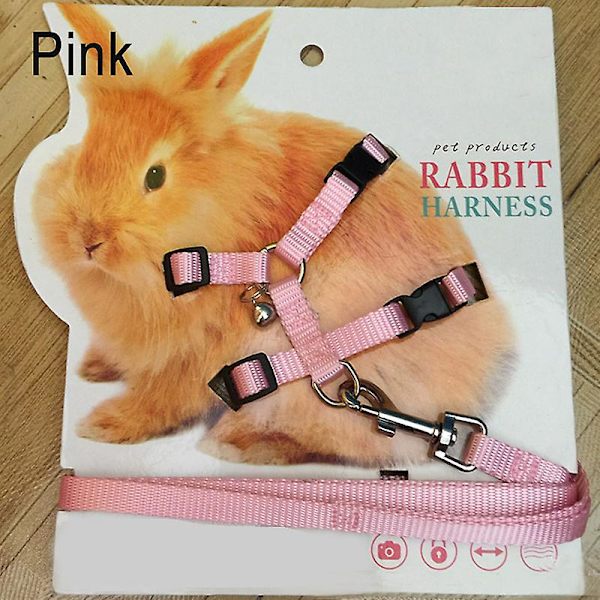 Pet Kanin mjuk sele koppel Justerbar kanin dragrep pink