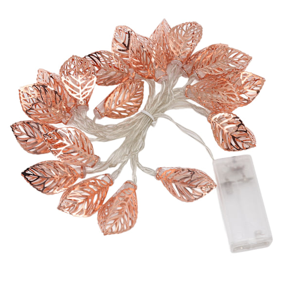 Vattentäta Roséguld Löv Ljuskedja - 20 LED, Batteridriven, Perfekt för Inomhusfester & Dörrdekoration