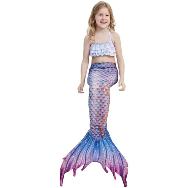 Jenter Mermaid Tail Badedrakt Kostyme Prinsesse Bikini Badedrakt Sett E410 7-8 Years