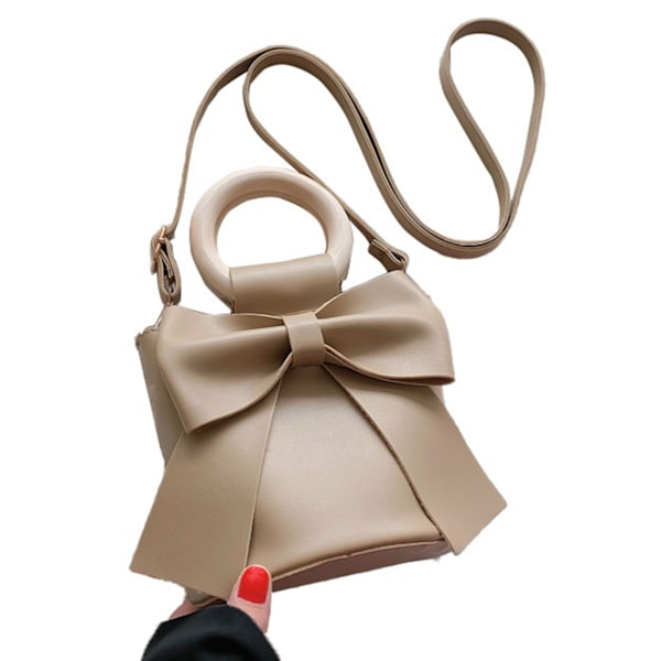 Stilren Vattentät PU Vintage Bow Axelväska för Kvinnor - Mångsidig Handväska för Daglig Användning och Fester i Khaki, One Size
