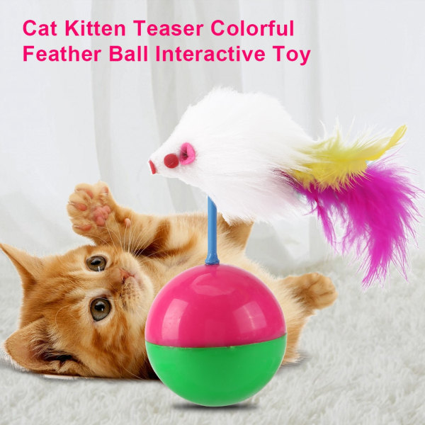 Lemmikissa kissanpennun kiusantekoleluhuuhtelu Värikäs sulkapallo Hauska interaktiivinen leikkipeli