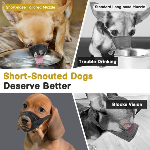 [YD]Mesh Muzzle for Short Snout and Small Medium Dogs Anti-bite Black Black XS