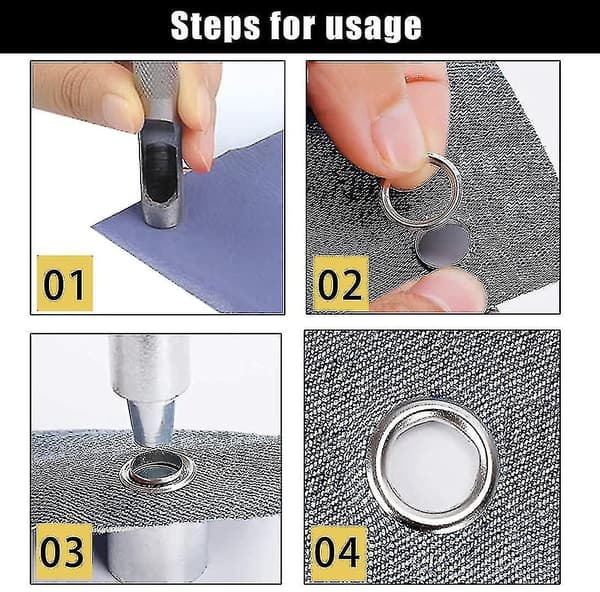 【YD】100 pcs Eyelet Set, 6mm Metal Sewing Eyelets with 3 Eyelet Tools
