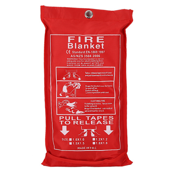 Fiberglas Nødbran tæppe til køkken, camping, pejs, grill, bil (1,2 * 1,2 m)