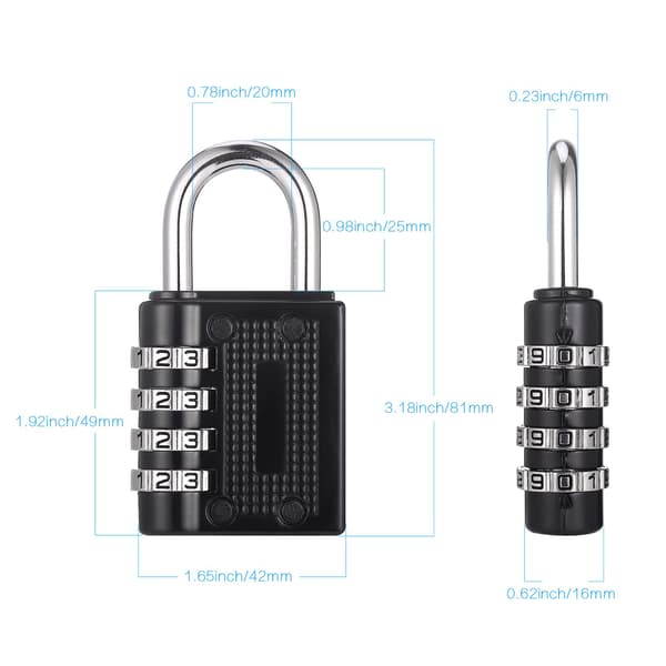 [YD]4-pack Combination Padlocks, Heavy Duty Metal Padlock for Gym Locker, Padlock with Code, Waterproof Combination Lock (Black Red Silver Blue)