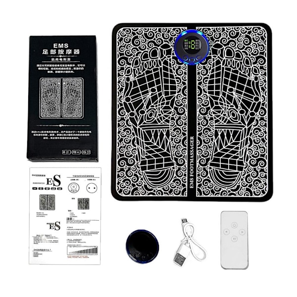 Elektrisk EMS Fodmassage Pad Fødder Akupunktur Stimulator Massage remote control One-size