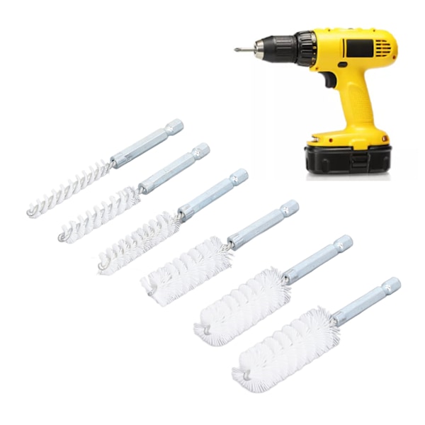 6 stk. 10 cm Rustfrie Børster med Tvunnet Ståltråd og 1/4 tommers Hex-feste for Drill og Slagtrekker