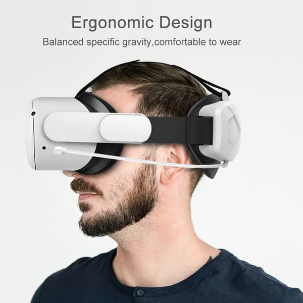 【YD】Oculus Meta/Quest 2 hodestropp med batteripakke, justerbar Elite-stropp 5000mAh hurtiglading forlenger 3 timer VR-spilletid, Quest 2 hode Elite-stropp A