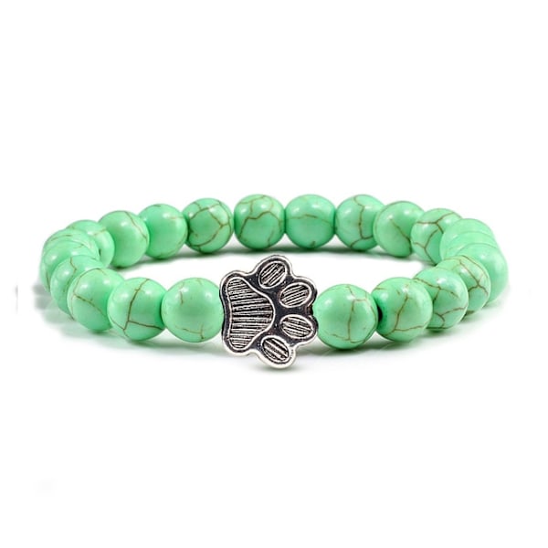 Matt svart lava vulkanisk sten print berlock armband light green