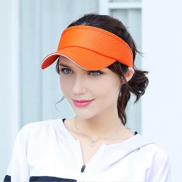 Toppløs solhatt med bred brem – UV-beskyttelse med elastisk passform – for utendørssport eller løping Orange 1pc