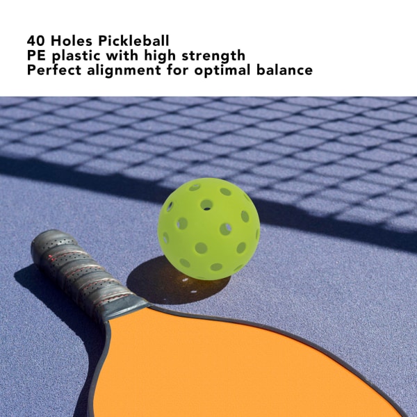 12 st 74 mm 40 hål pickleballs PE plast hög elasticitet pickleball utomhus hål bollar grön