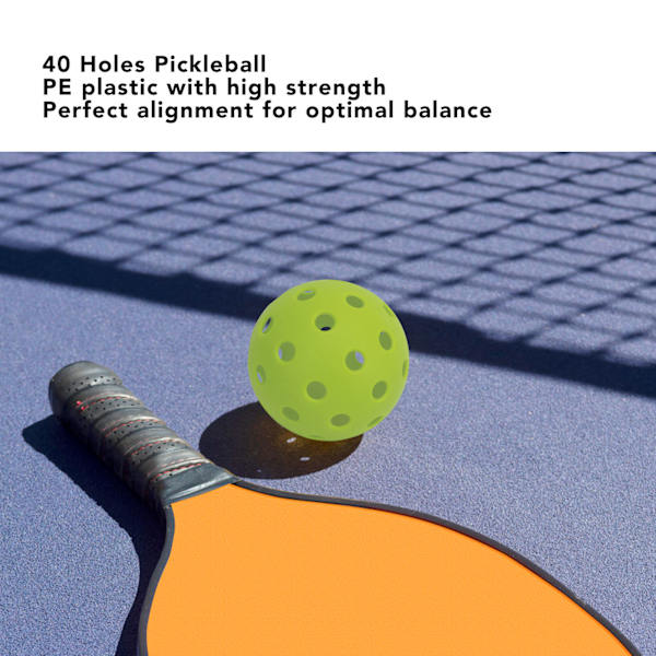 12 STK 74mm 40 huller pickleballs PE plast høj elasticitet pickleball udendørs hulkugler Grøn