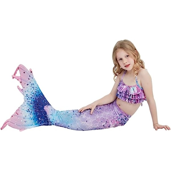 Tyttöjen Mermaid Tail -uimapukuasu Prinsessa Bikini set E408 5-6 Years