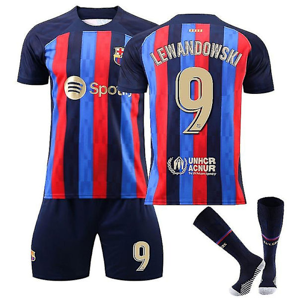 22/23 kauden koti Wandowski No. 9 pelipaita miesten jalkapallopaita setti sopii lapsille ja teini-ikäisille + sukat - 3XL 3XL