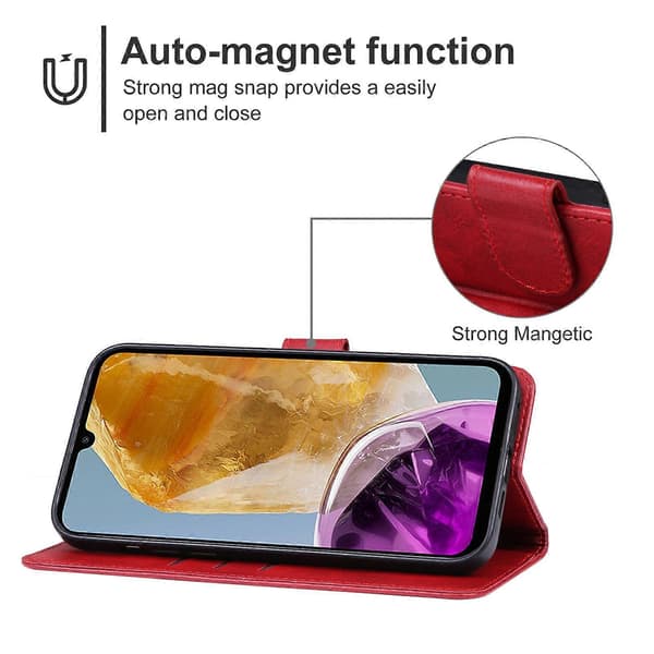 (Ny) För Samsung Galaxy M15 Läderfodral Red