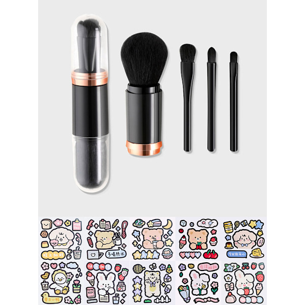 Tecknad infällbar 4 i 1 reseportabel set black gold