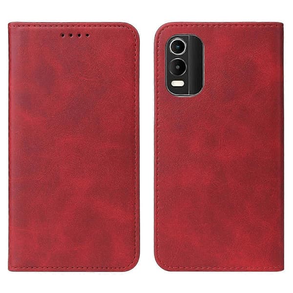 (Nytt) Telefonfodral i läder med magnetlås Red For Nokia C21 Plus