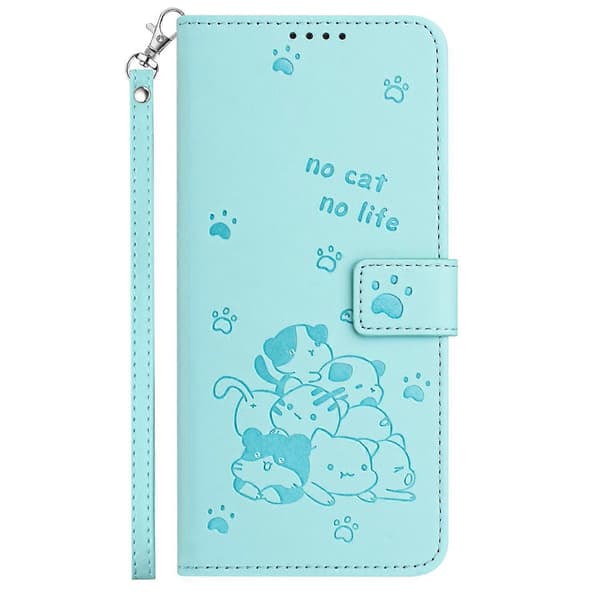Präglat katttelefonfodral i läder med snodd Mint Green For Infinix Note 50 Pro+