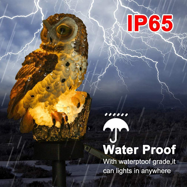 Owl Shape Light LED Solar Garden Light Ugle Lawn Lamp Vandtæt Solar LED Lights Utomhusbelysning Nattljus Dekorativt