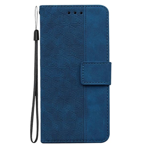 (Ny) För Tecno Pop 4 Geometriskt präglat läderfodral Blue