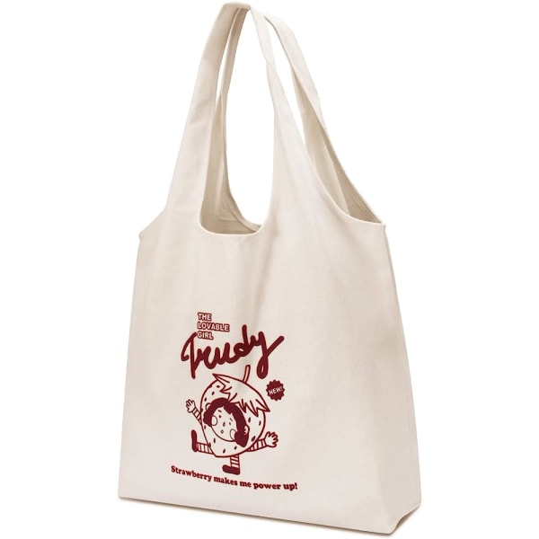 Strawberry Print Canvas Tote Bag (42 x 31cm), Tote bag for women