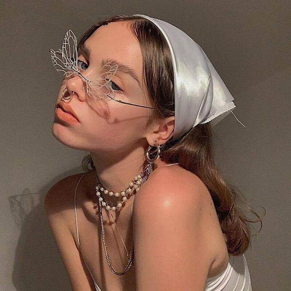 1pc colorful dragonfly rimless sunglasses woman luxury sunglasses