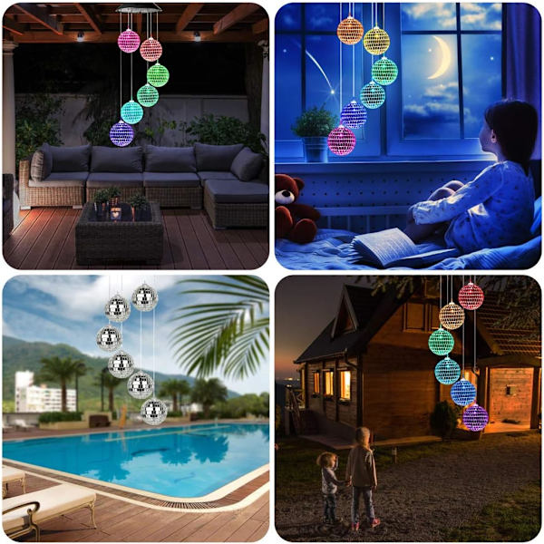 Solar Wind Chime Mobil hængende LED-lys Farveskiftende Wind Chime Fødselsdagsgave til mor Mor L