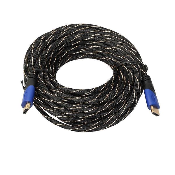 (Ny) 15m HDMI 1.4 Version 1080P Vævet Netledning Blå Sort Hoved HDMI Han til HDMI Han Audio Video Stik Adapter Kabel Not Specified