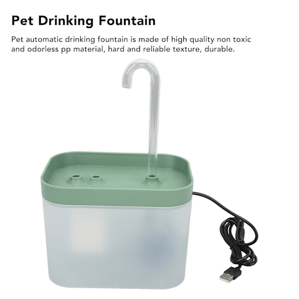 1,5L kattvattenfontän Tyst automatiskt cirkulationsflöde Vattentät dricksfontän för husdjur med armbågsmunstycke Transparent Turkos Transparent Turquoise 1.5L