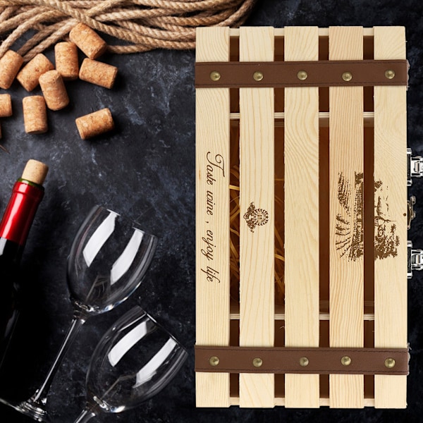 Elegant Hulten Trevinboks for To Flasker Rødvin - Slank Rett Bar Design