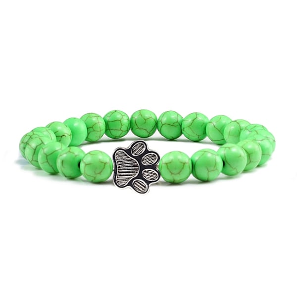 Matt svart lava vulkanisk sten print berlock armband green