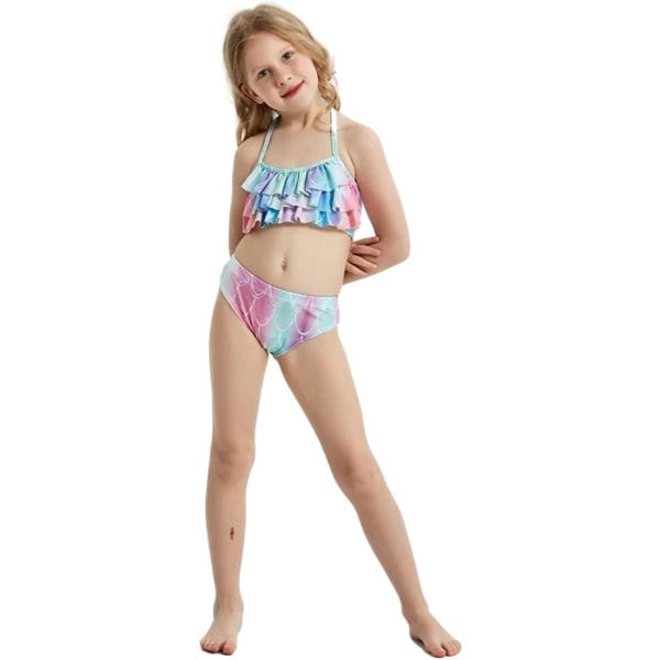 Jenter Mermaid Tail Badedrakt Kostyme Prinsesse Bikini Badedrakt Sett E407 3-4 Years