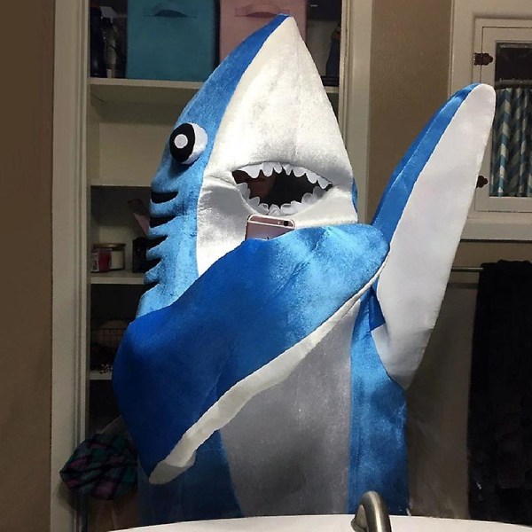 Halloween Jumpsuit Cosplay Kostym Shark Stage Kläder M
