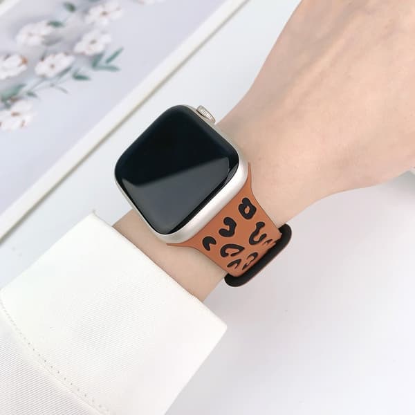 【YD】Apple Watch 38/40/41 Urrem Leopard Brun/Sort 17