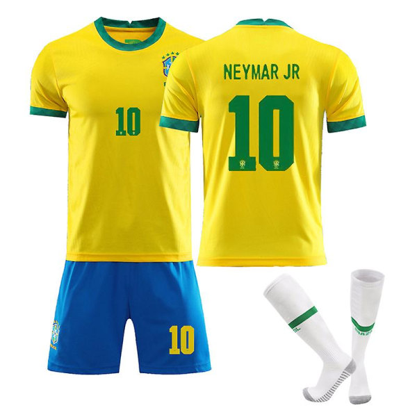 2022 Ny sesong Brasil Hjem Neymar nr. 10 Drakt Voksen Barn Fotballdrakt Sett + Sokker - M M