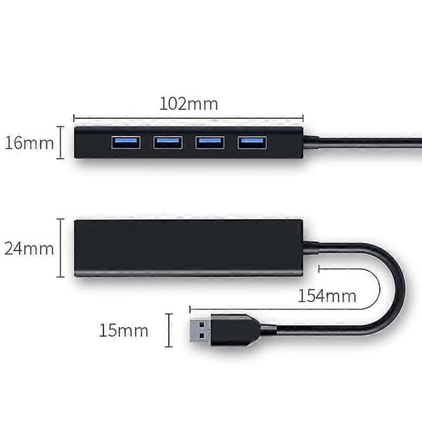 4 X USB 2.0-porter HUB-omformer, kabellengde: 15 cm, stil: Med lyslist hvit Not Specified