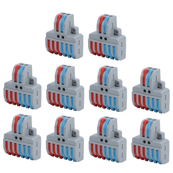 10-pakning LT-623 ABS Plast Terminalblokker med 2 Innganger og 6 Utganger for Elektrisk Kabling