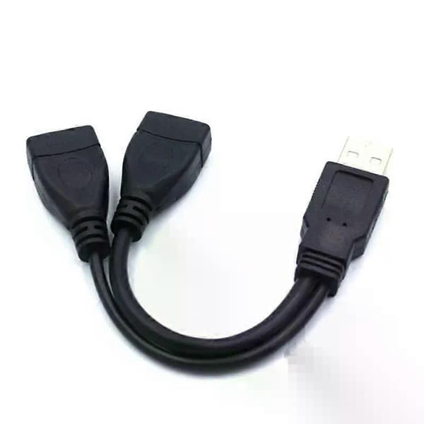 1 han til 2 hun forlængerkabel USB 2.0 Splitter Y-kabel strømadapterkonverter til pc-bil dataoverførsel opladning 15 cm