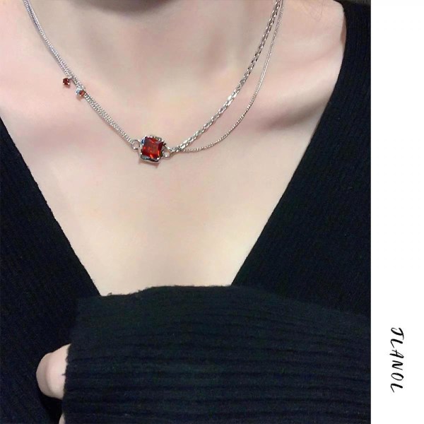Ädelsten 925 sterling silver hänge med 18 i kedja halsband