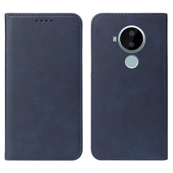 (Ny) Magnetisk Lukning Læder Telefoncover Blue For Nokia C30