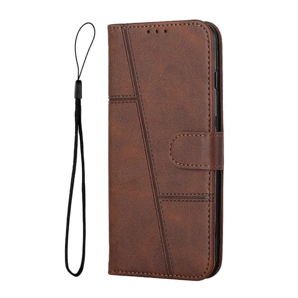 För Noting Phone 1 Sömnad Kalv Textur Spänne Läder Telefonfodral Brown