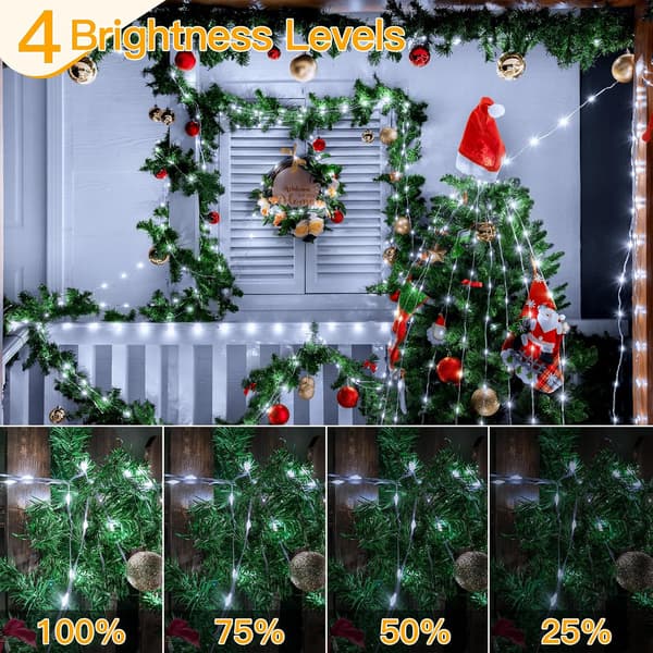 【YD】600 LED String Lights 60 Meters, Cool White String Lights IP67 Waterproof with Remote Control 8 Modes Timer Dimmable, Connect Christmas Lights for Outdoor Cold