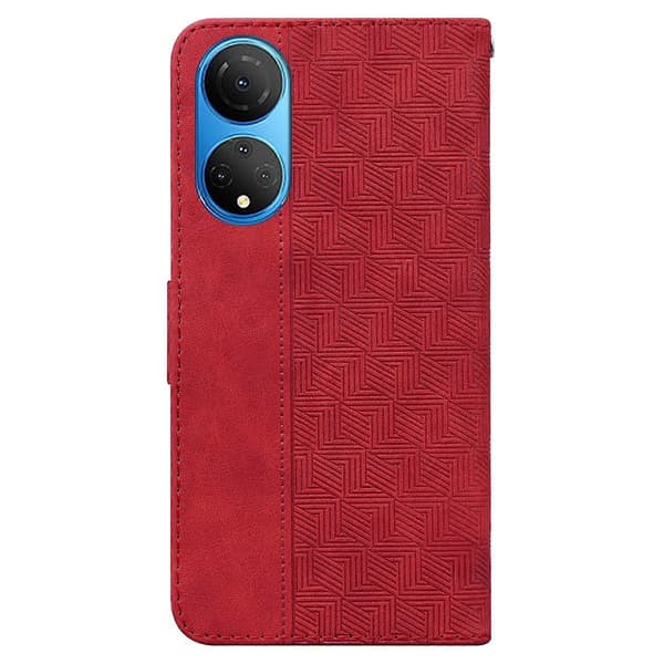 Til Honor X7 Geometrisk præget lædertelefoncover Red
