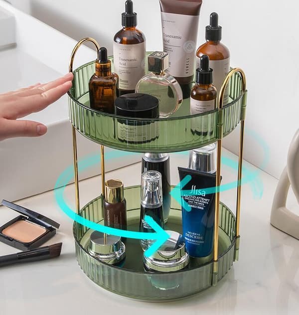 360 Graders Make-up Organizer til Toilettet, 2-lags Stor Kapacitet green