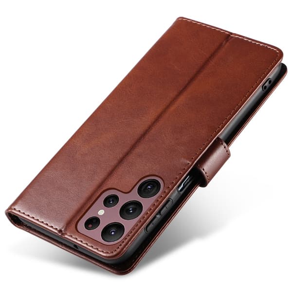 【YD】Galaxy S23 Ultra Deksel Solid Skinn Brun 80