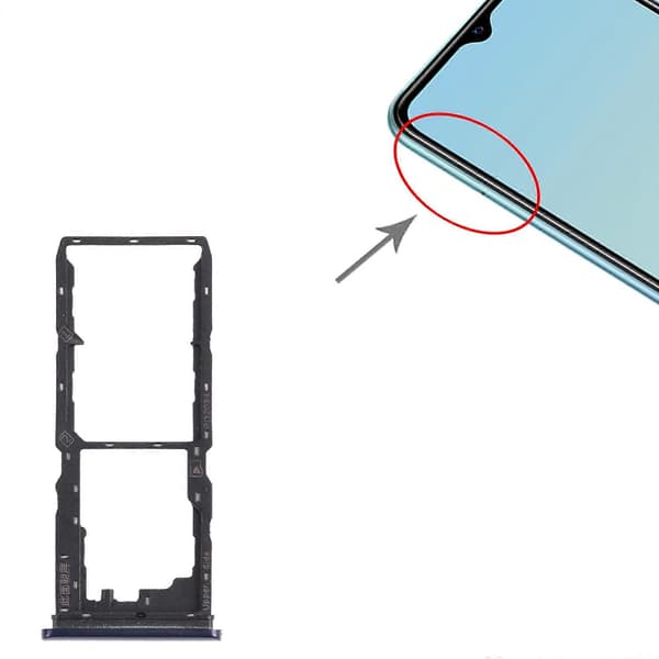 För vivo Y30 Standard / Y12s SIM-kortfack + Micro SD-kortfack Black