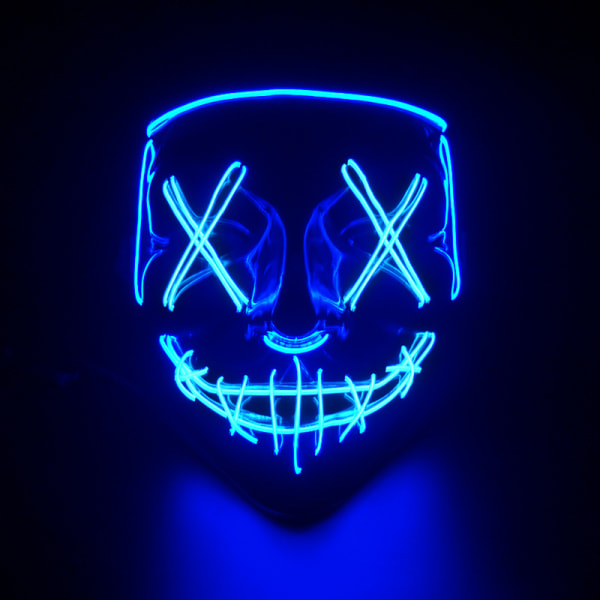 Led glödmask halloween dress up rekvisita dark blue