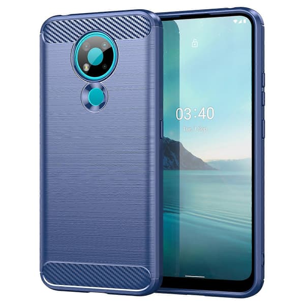 (Ny) För Nokia 3.4 Borstad Textur Kolfiber TPU Mobilskal Blue
